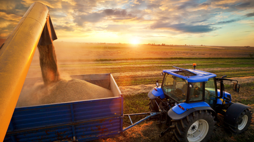 Combine Harvester and tractor