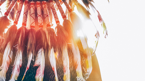 Native American headdress from behind