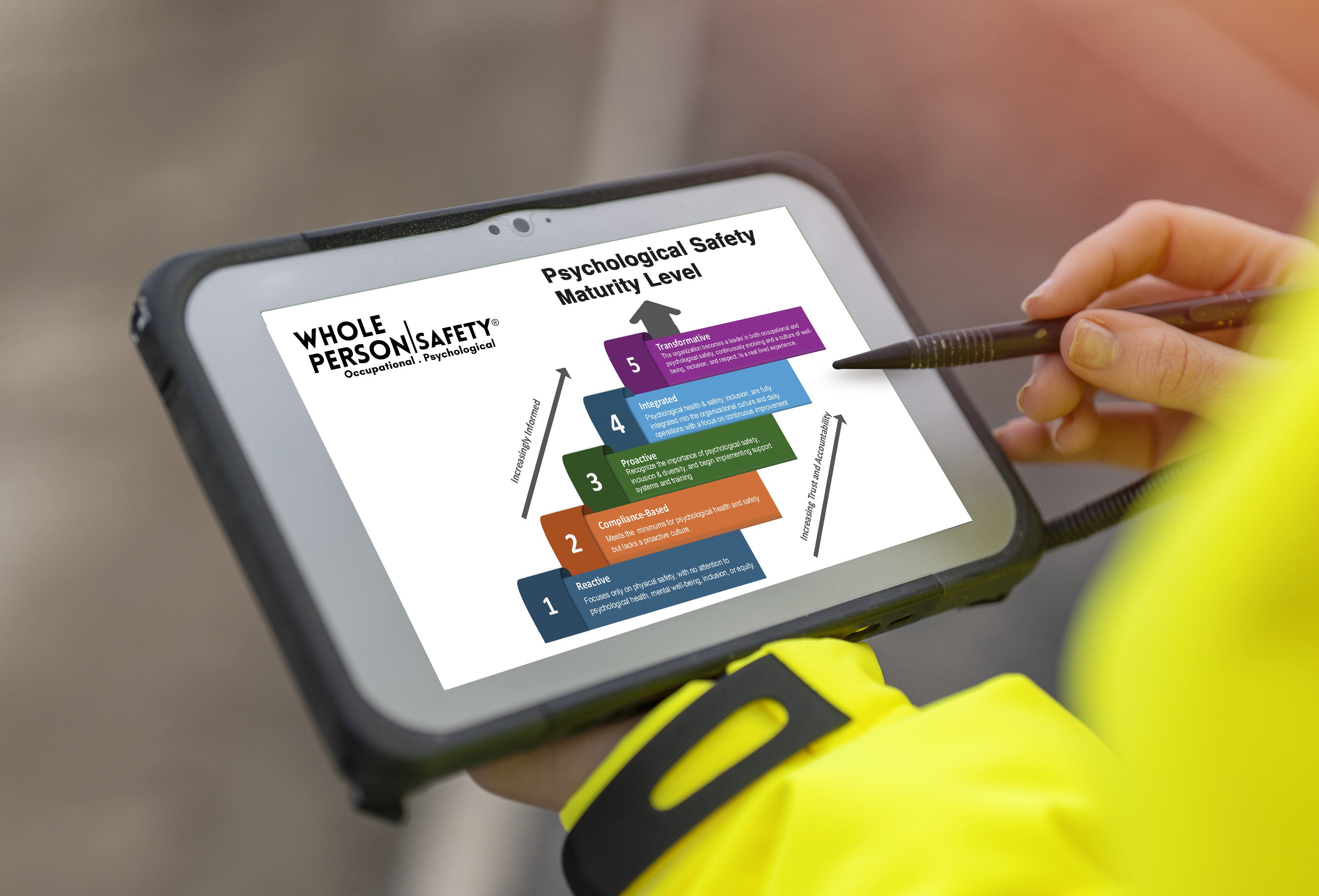 hands of site engineer surveyor using rugged tablet controller computer to operate EDM total station